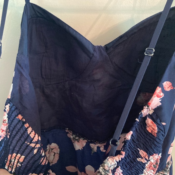 SALE❗️Band of Gypsies Women’s Large Navy Pink White Floral Spaghetti strap Dress - Picture 9 of 17